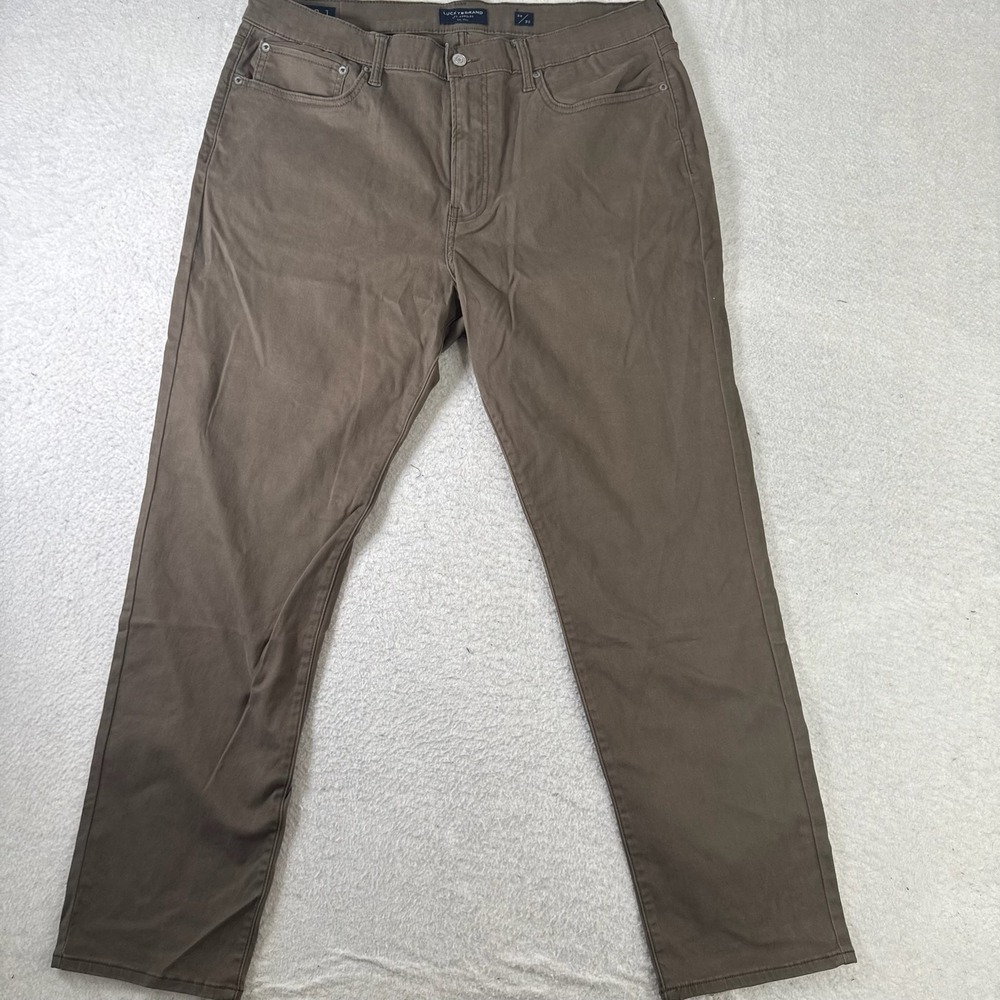Lucky Brand 121 Slim Straight Pants Mens 38x30 Brown Excellent Stretch Chino